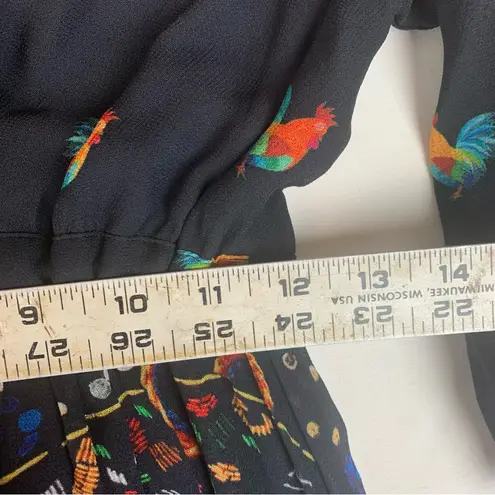 Farm Rio size small mixed stardust maxi dress Celestial Black chickens tiered