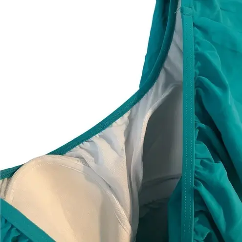 New! Profile by Gottex Tutti Frutti One Shoulder Ruffle Tankini Blue Size 6