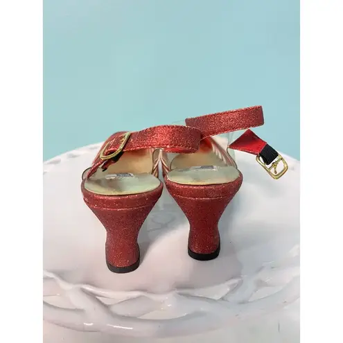 Vintage Amanda Cancun Red Glitter Slingback Closed Toe Sp Occasion Heels Sz 7W