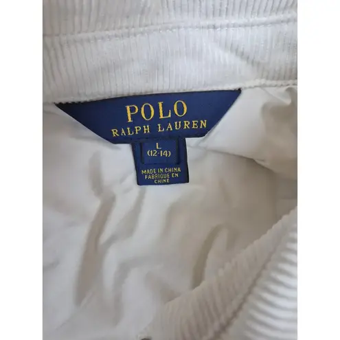 Polo Ralph Lauren Polyester Quilted Jacket Corduroy Collar Winter White Sz L Size L