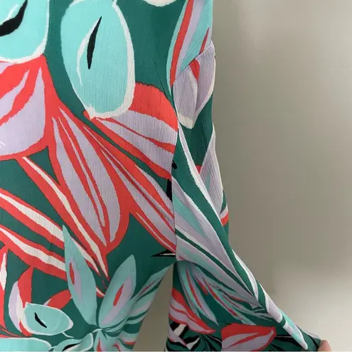 Anne cole Swim Coverup Tunic Lightweight Botanical Leaf Green Coral Lavender