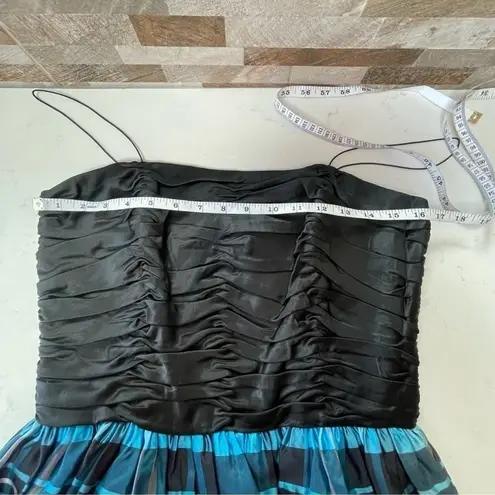 Bill Blass Vintage 90’s Black Blue Cocktail Silk Dress grunge full skirt Sz 12