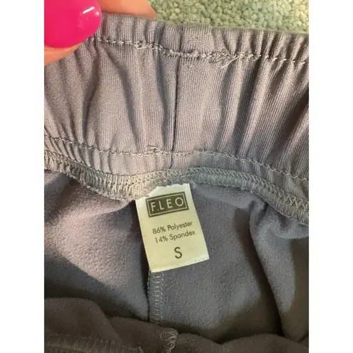 Fleo Women's Marled Moto Jogger Cuffed Relaxed Lounge Pants Sz S Elastic Waist Gray