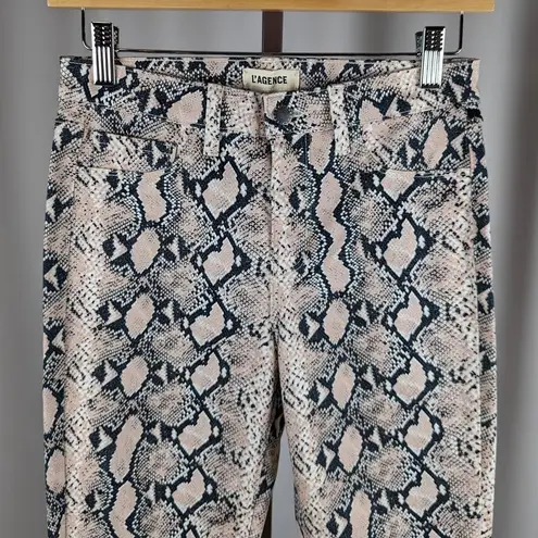 L'Agence L’AGENCE Marguerite High Rise Skinny Jeans Snakeskin Pink 25 NWT