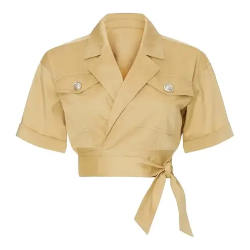 Derek Lam Collective Crosby Reagan Utility Crop Top Wrap Shirt Size 6