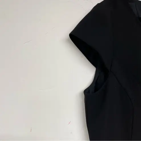 Tahari ASL Black Cap Sleeve Knee Length Sheath Dress Womens 14 Preppy Academia