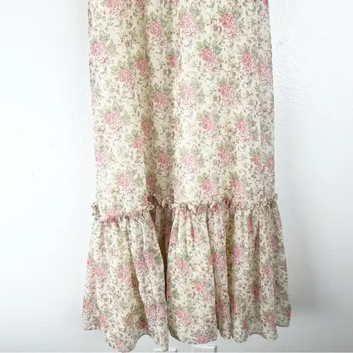 Floral Lace Trim Tie Should Straps Back Zipper Maxi Dress 7/8