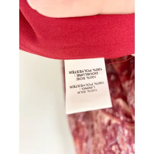 Ramy Brook Luanne Paisley Print Long Sleeve Silk Blouse Cherry Red Women's XS