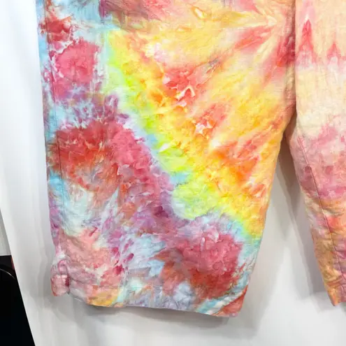 Choices Plus Size 3X Capri Pants Handmade Tie Dye Linen Lined Spiral Hippie 1482 Pink