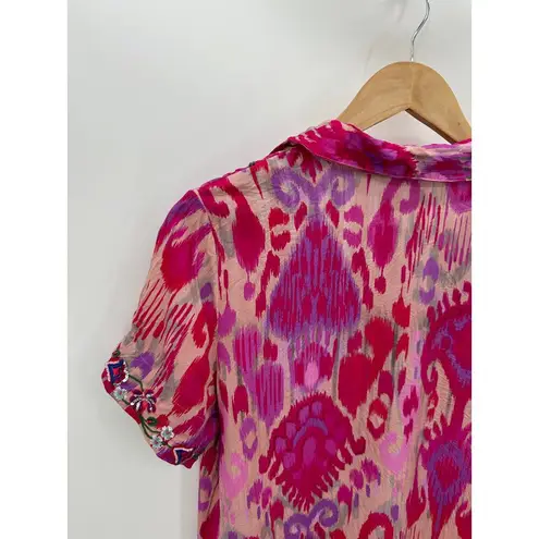 Soft Surroundings Palace Pink Printed Short Sleeve Maxi Dress Women's Size Small