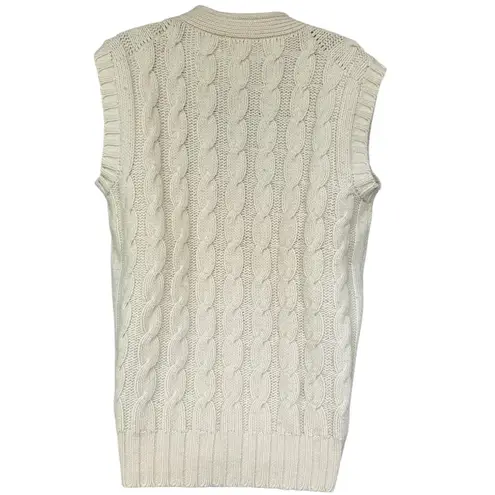 Henri Bendel  Cream Cable Knit Cardigan Vest