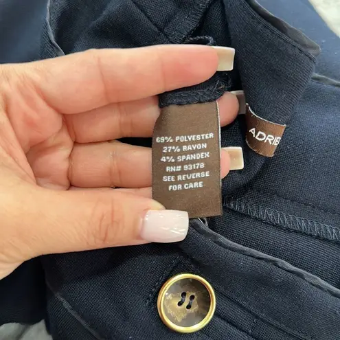 Adrienne Vittadini Navy Blue Nautical Skirt W Front Double Button Sz 2