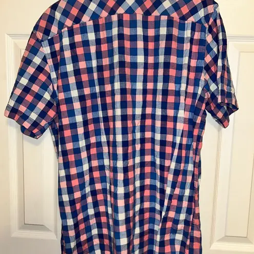 Gap  Snap Button Down Short Sleeve Plaid Top XL
