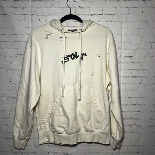 Olivia Rodrigo Sour Tour Cream Distressed Hoodie Fairy Art Wings Pullover Size M Size M