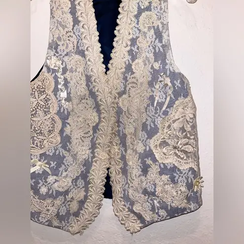 Vintage Lace Embroidered Vest Custom Made Boho Size XL