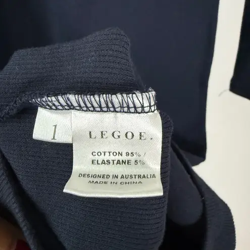 LEGOE Heritage sz 1 Long Sleeve Midi Dress Black Cotton Stretch Cozy Casual