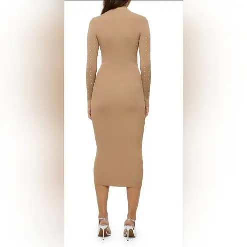 River Island Long sleeve Bodycon Ribbed Midi Nwt Jeweled Dress W/Flaw Sz 8