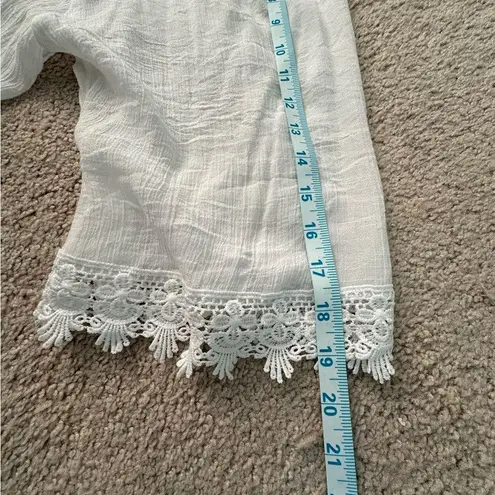 Zac and Rachel Bohemian Linen Feel Flowy Top Crochet Nevkline Hem Sleeve 2X