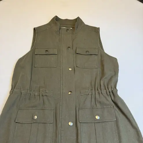 Christopher & Banks Christopher Banks Green Vest Snap Zipper Down Sleeveless Trendy Fall Fashion S