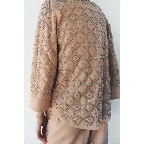 ZARA NWT SET  Beaded Embroidery Grommet Shirt Relaxed Short Two Piece Size L/XL - Image 3