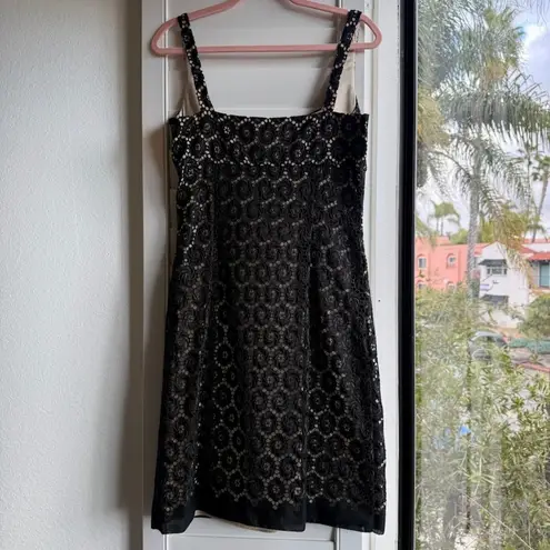 Elie Tahari Cotton Broderie Lace Pencil Dress in Black & Nude size