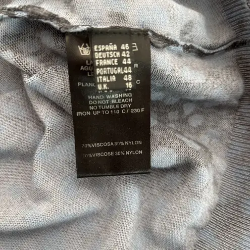 Javier Simorra Barcelona Sweater Top Womens 12 Blue Dot Mock Neck Short Sleeve Blue - Image 10