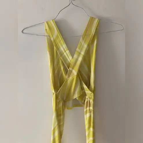 Urban Outfitters  Phoenix Plunging Tie-back Cropped Tank in Yellow Stripe Small