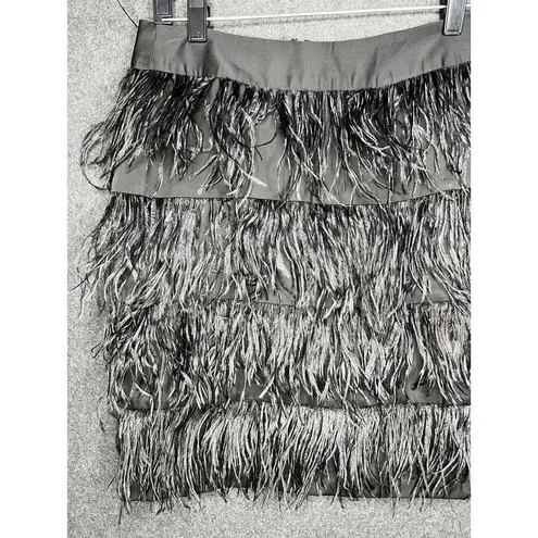 J. McLaughlin  Melina Skirt in Black Feather Fringe Short Size 4 Women’s