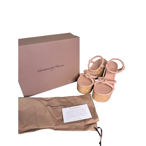 Gianvito Rossi NIB Nappa 100mm Leather Platform Sandals in Peach Size 39.5