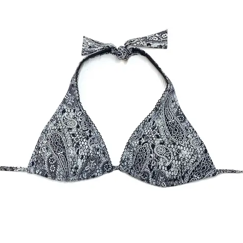 Gideon Oberson Paisley Snake Skin Halter Bikini Top Black Size undefined