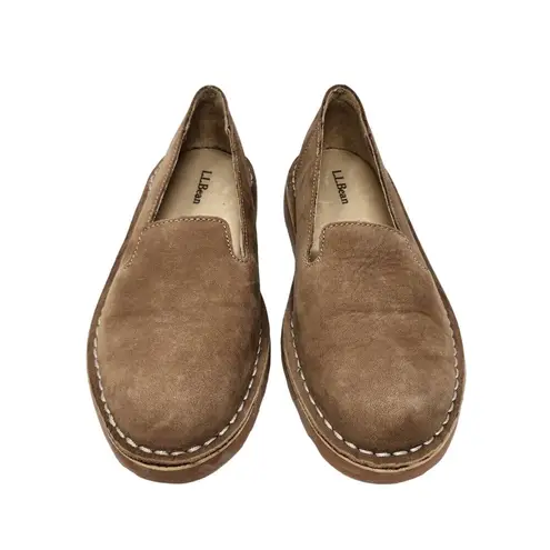 L.L.Bean  Stonington Nubuck Leather Slip-on Loafers Flats Shoes Size 7.5 Medium