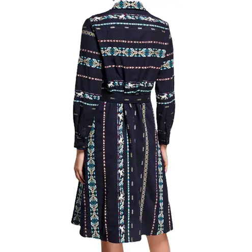 Finley Jeanette Taos western themed striped shirt dress size XS Blue