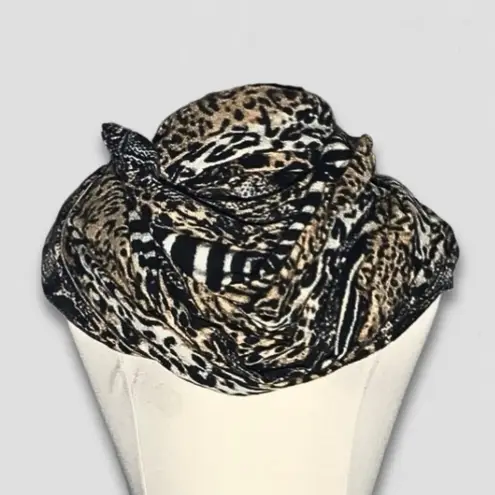 Look Cashmere Leopard Scarf Animal Print Multicolor OS Black