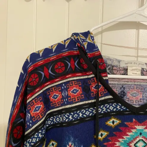 belle du jour NWOT women’s Aztec tribal knit hoodie poncho sweater top medium