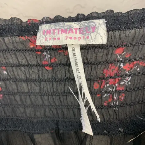 Free People  Intimately Free Black Slip Dress Ruffle Floral Size XS