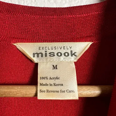Misook Exclusively Solid Red Knit Button Front Sweater Jacket Size Medium