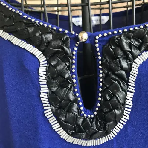 Peter Nygard Embellished Tunic Top Blue Large