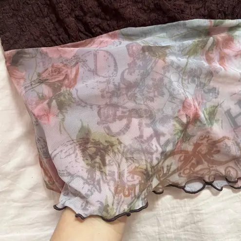 Kimchi Blue  Brown and Pink Floral Top