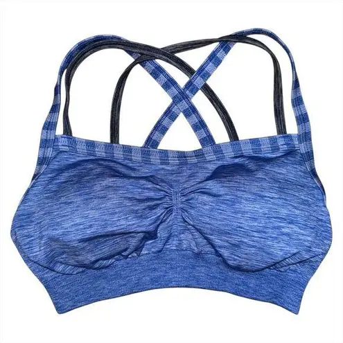 Calia by Carrie Underwood Strappy Sports Bra Blue Gray Padded Size Small Workout