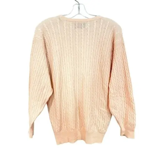 Castle of Ireland 100% Lambswool Knit Sweater Women's Large Peach Cottagecore Orange