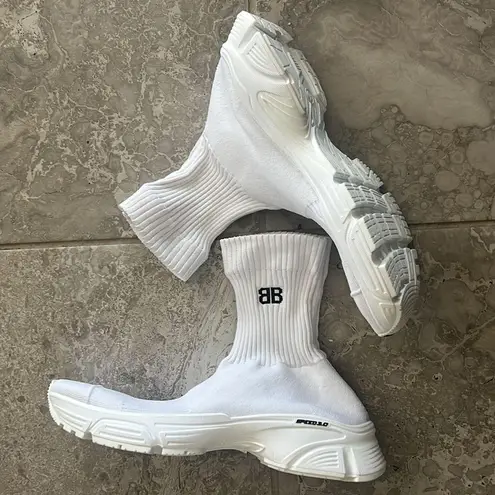 Balenciaga Speed 3.0 Knit High Top Sock Sneakers in White, Size 40 NEW in Box