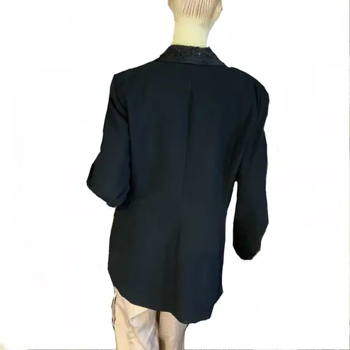 VINTAGE 1990'S MAXIE KLEIN BLACK BEADED & SEQUINS COCKTAIL BLAZER (12)