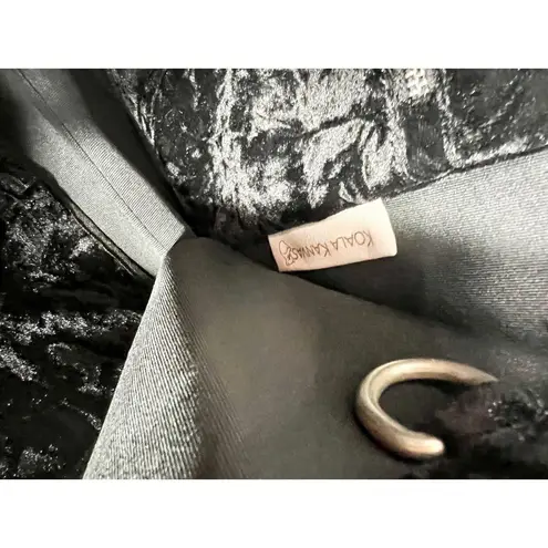 NWT Quilted Koala Crushed Velvet Midi East West Bag w/ Gold Glitter Heart Strap Black