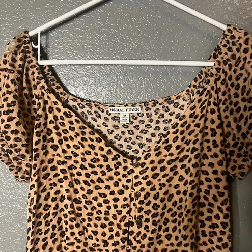 Moral Fiber Leopard Print Button-Front Top, Size Medium