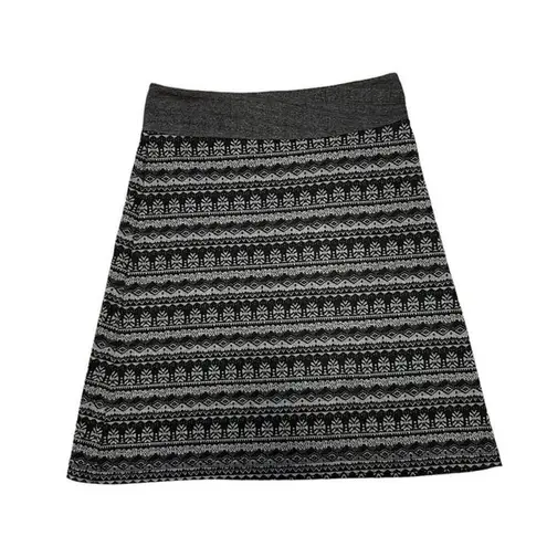 KAVU Black Gray Fair Isle Knit Skater Skirt Size Large