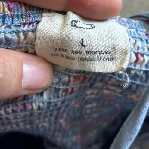 Urban Outfitters Pins and Needles Halter Skirted Romper Blue Floral Summer Large