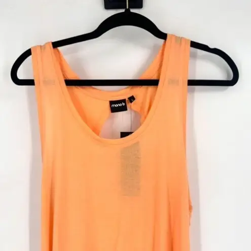 NWT Mono B Open Overlay Back Tank Top Jersey Knit Open Back Large Active Workout Orange