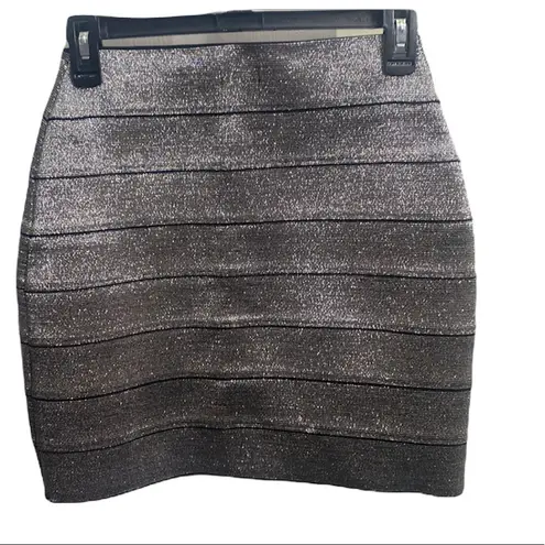 EXPRESS  Silver Metallic Bandage Mini Skirt