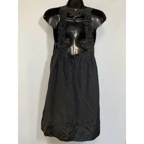 MM Couture Womens Mini Dress Deep Neckline Sleeveless Classic Black Silk Medium