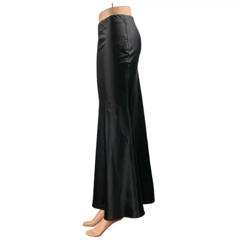 NEW Commense Women's Black Silky Satin Elastic Waist Maxi Mermaid Slip Skirt XS